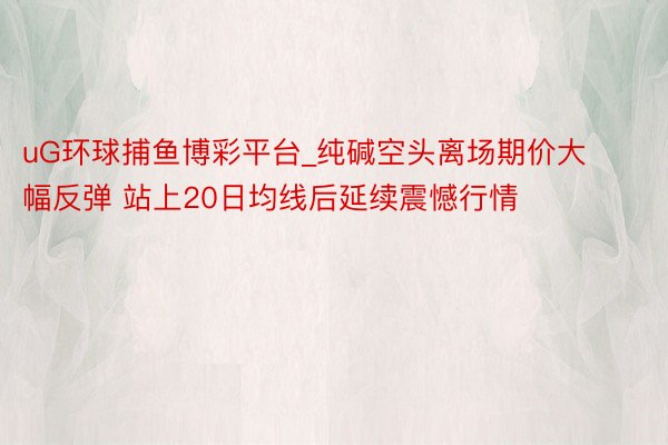 uG环球捕鱼博彩平台_纯碱空头离场期价大幅反弹 站上20日均