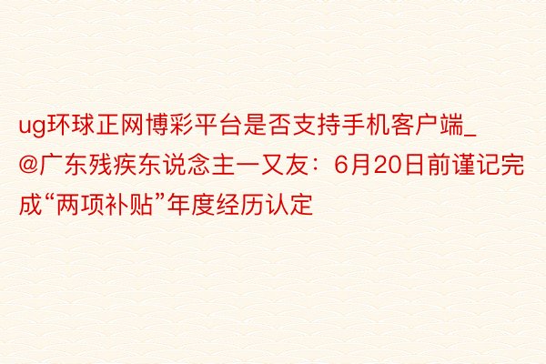 ug环球正网博彩平台是否支持手机客户端_@广东残疾东说念主一